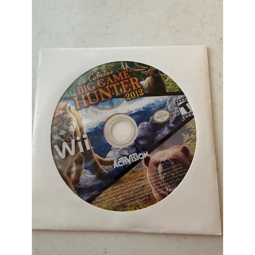 Cabela's Big Game Hunter 2012 Nintendo Wii Activision Disc Only RVL-SH6E-USA-B0